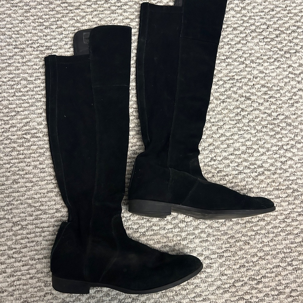 Black Suede Knee-High Women's Boots